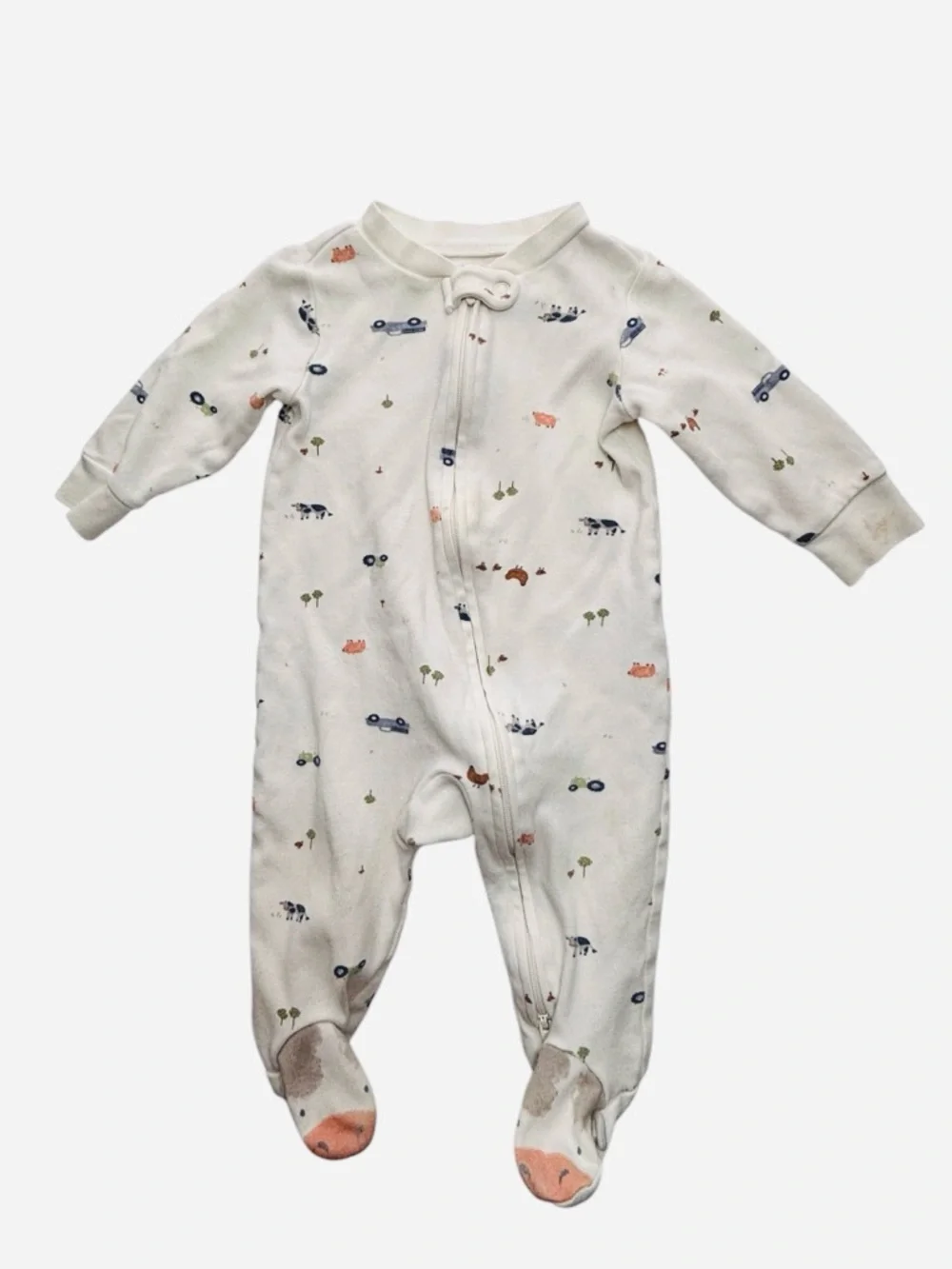 Carter's Cream Footed One-Piece with Navy & Coral Prints 8 0549